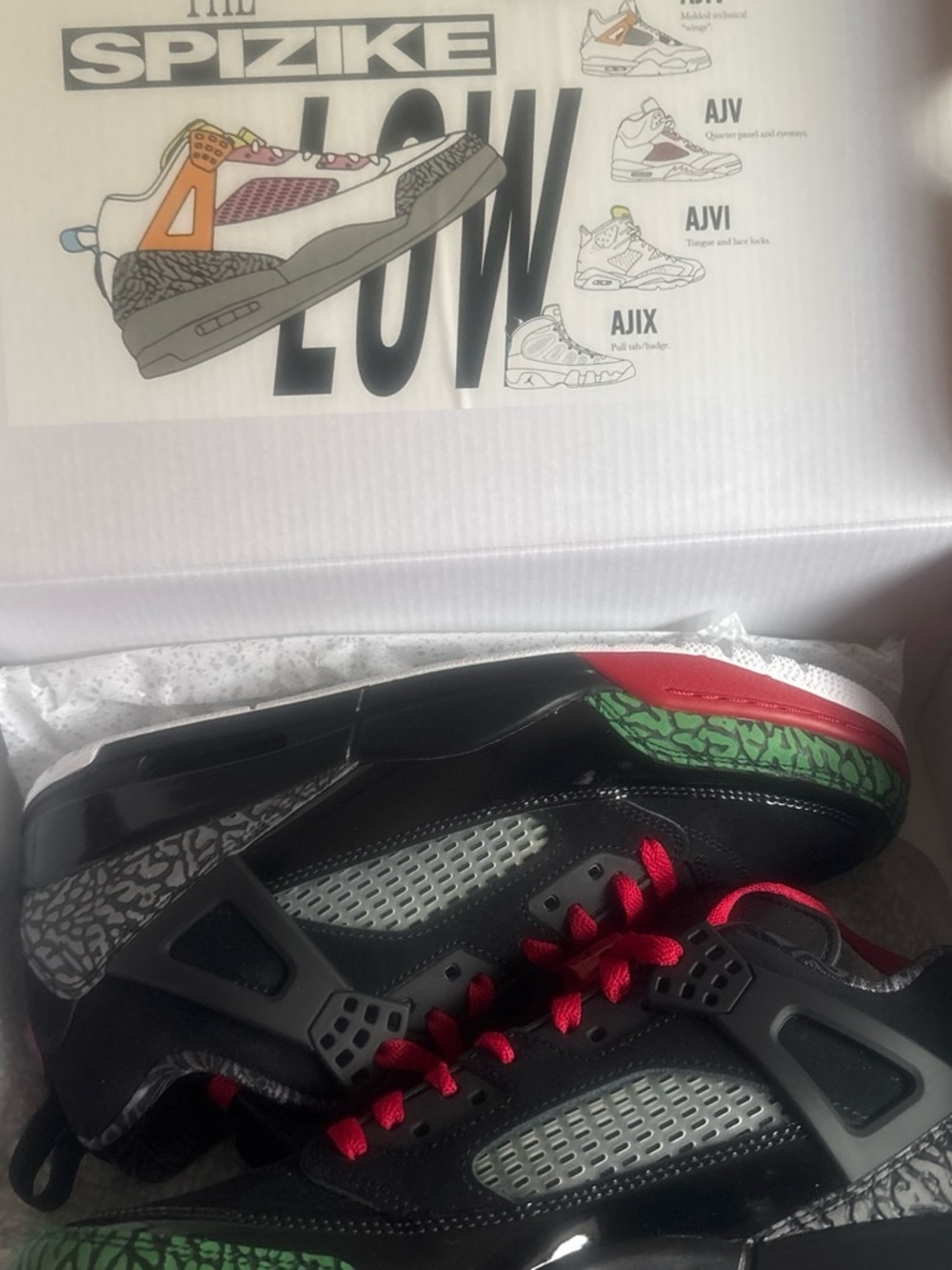 Black & Red Basketball Shoes with Green Accents